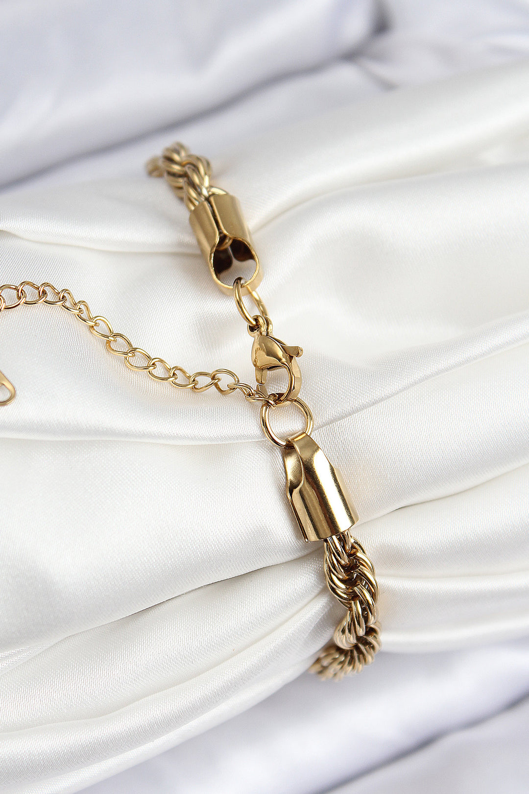 EBJ 316L Stainless Steel Classic Twisted Chain Model Gold Color Women's Bracelet - Bourges