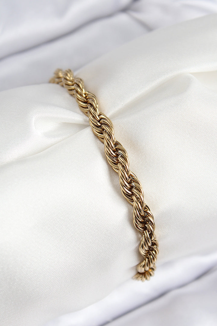 EBJ 316L Stainless Steel Classic Twisted Chain Model Gold Color Women's Bracelet - Bourges
