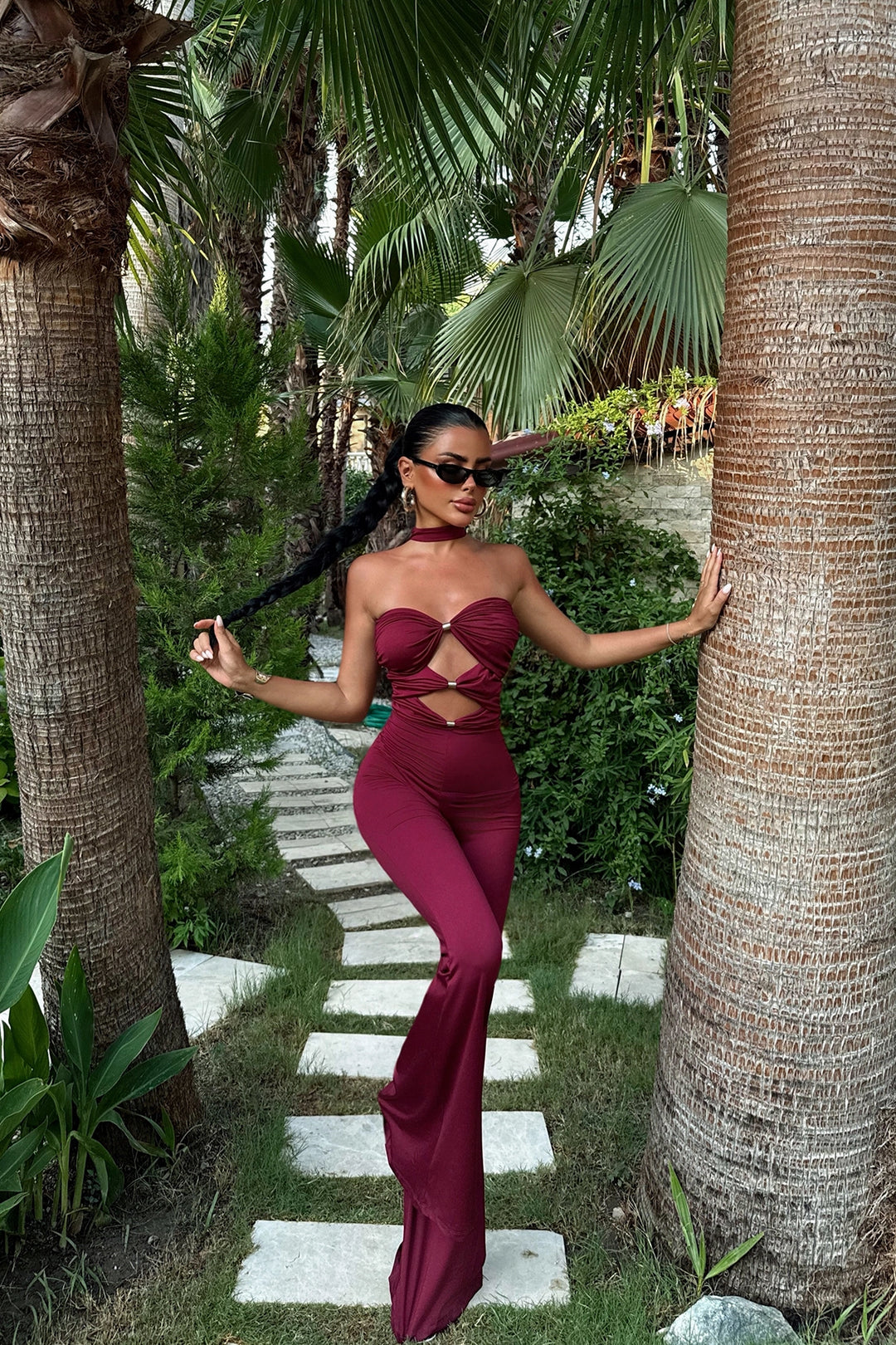 EYY Women Kiraz Kırmızı Pencere Detaylı Tulum - Northcote