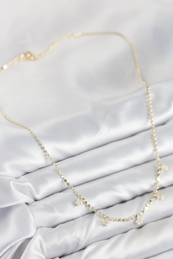 EBJ Rice Zircon Stone Starburst Fringe Chain Model Gold Color Women's Necklace - Bisceglie