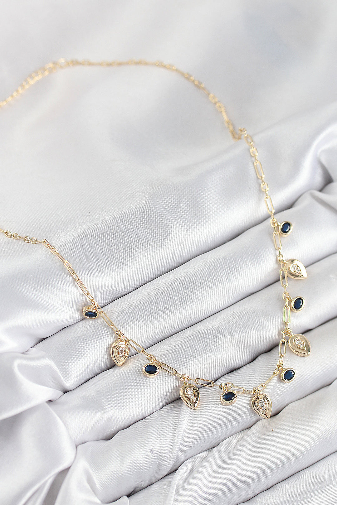 EBJ Rice Zircon Stone Pendant Drop Model Gold Color Women's Necklace - Exmouth