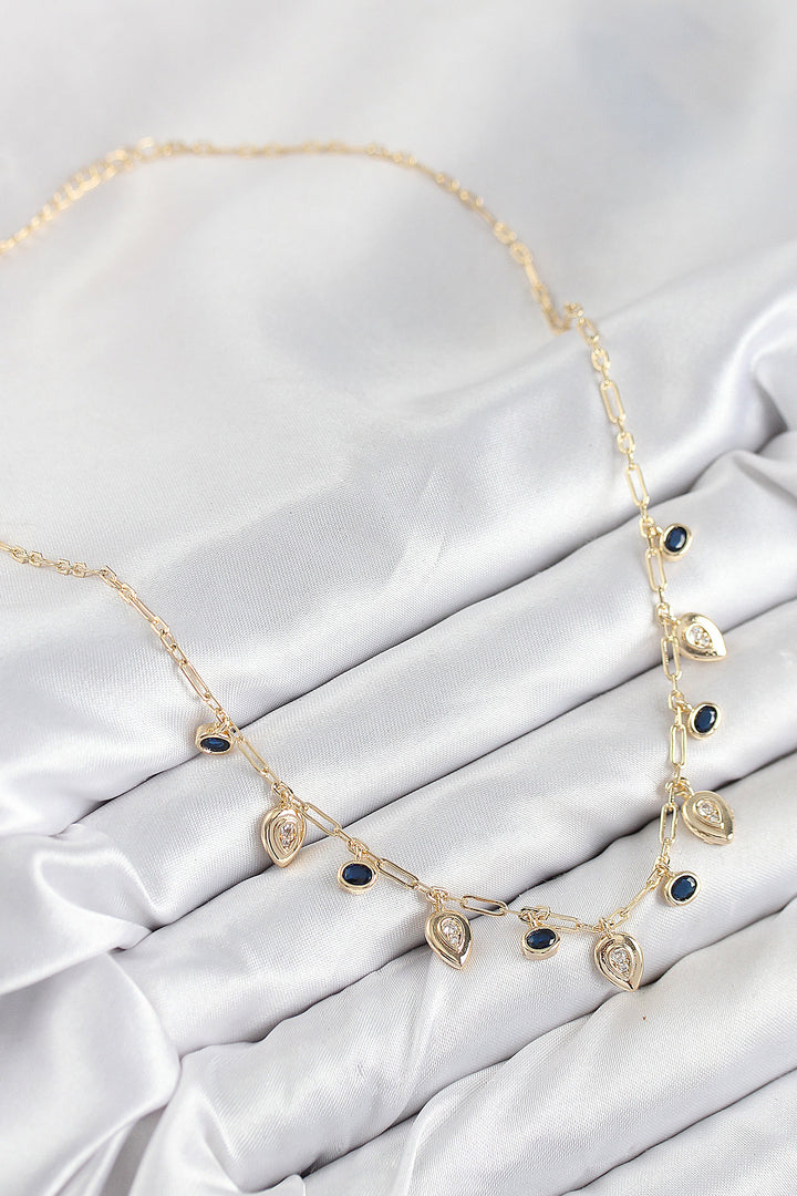 EBJ Rice Zircon Stone Pendant Drop Model Gold Color Women's Necklace - Exmouth