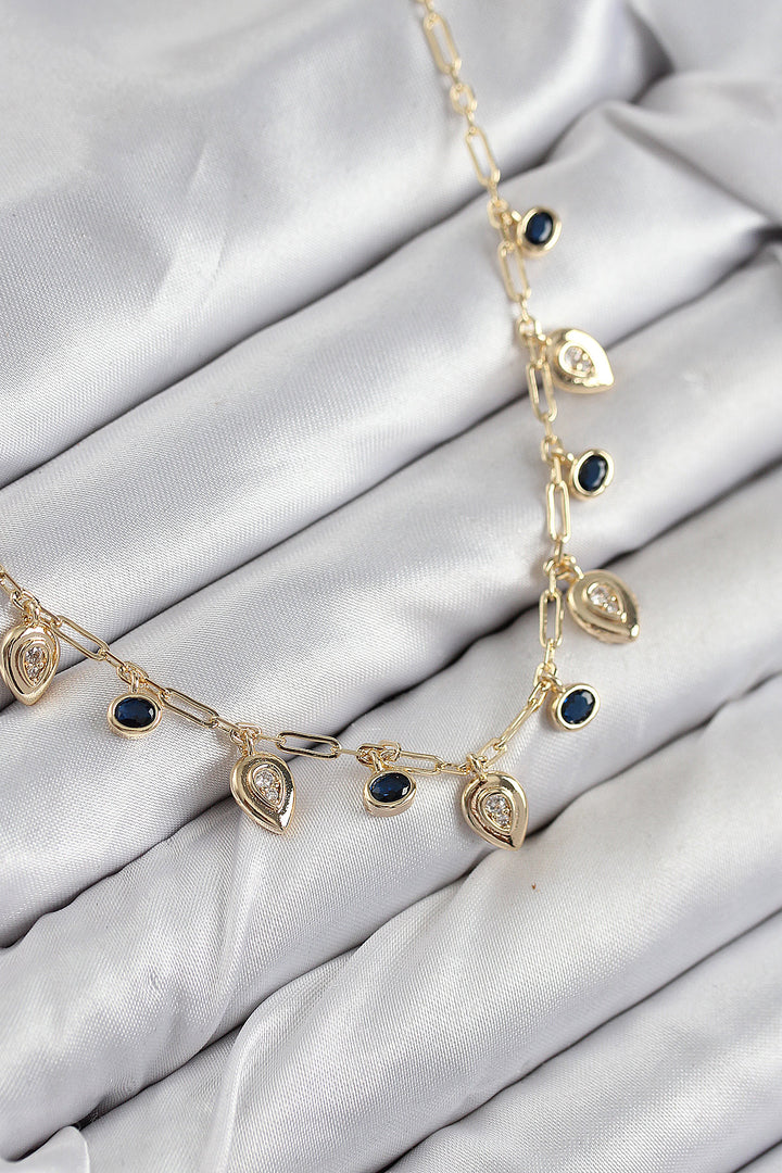 EBJ Rice Zircon Stone Pendant Drop Model Gold Color Women's Necklace - Exmouth
