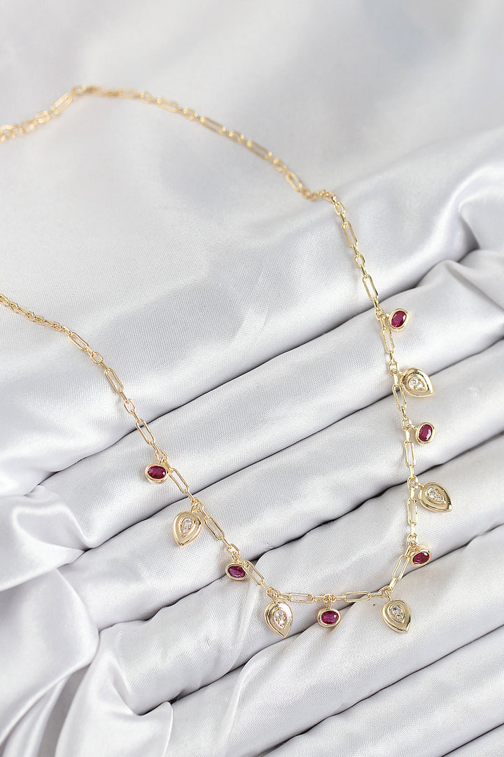 EBJ Rice Zircon Stone Pendant Drop Model Gold Color Women's Necklace - Pakenham