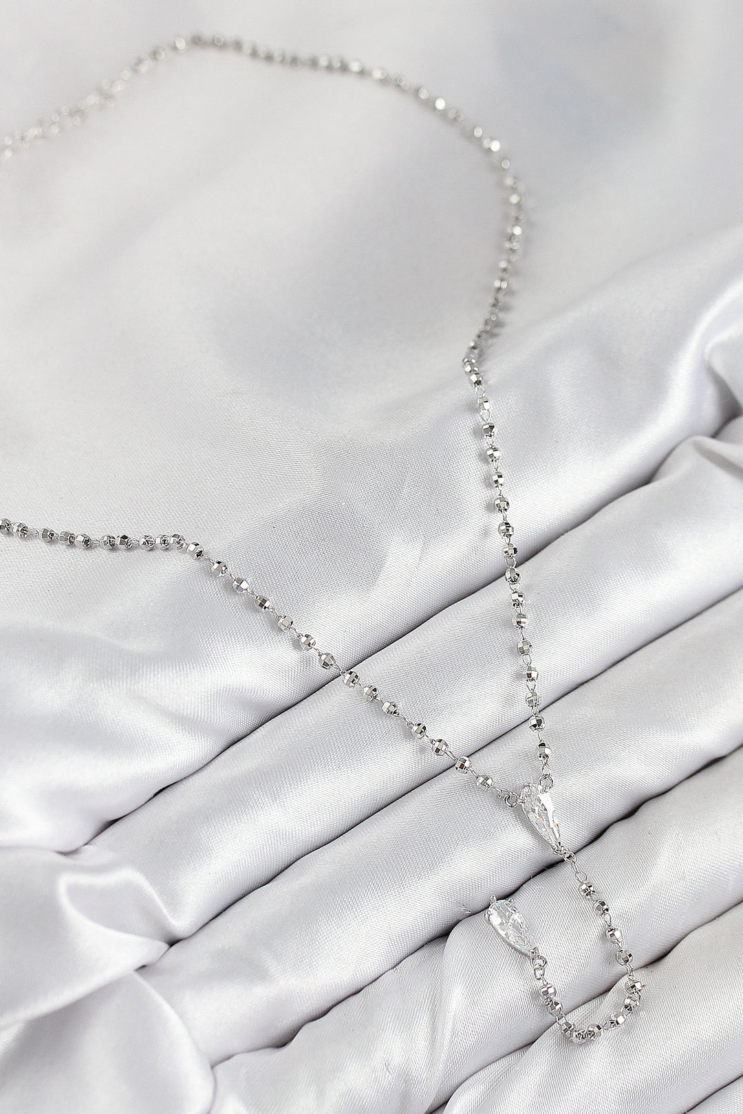 EBJ Rice Zircon Stone Silver Color Women Y Necklace - Walsall