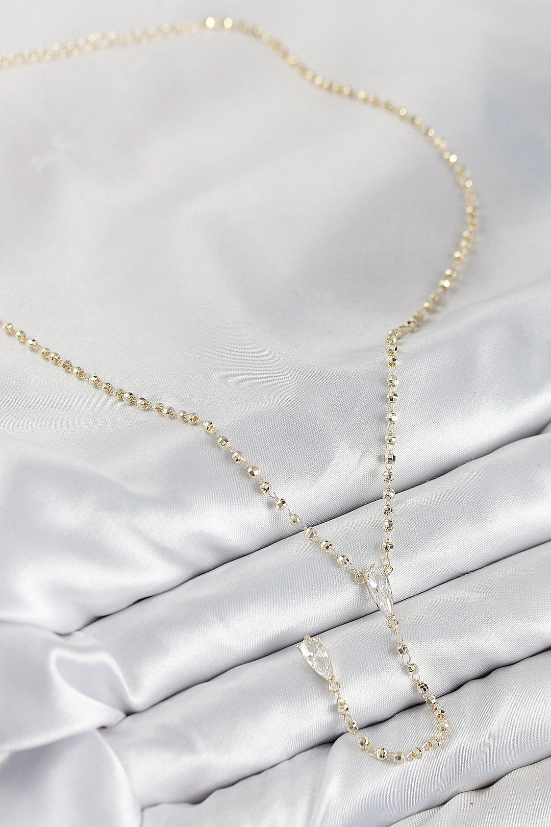 EBJ Rice Zircon Stone Gold Color Women's Y Necklace - Pico Rivera