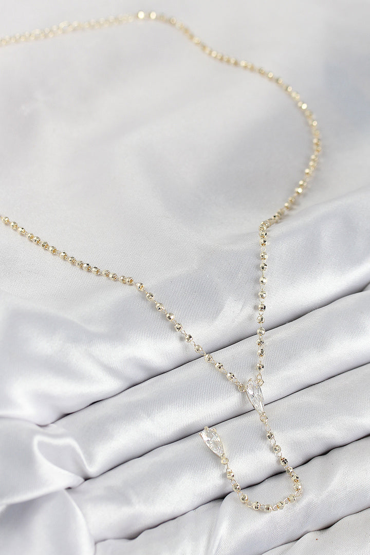 EBJ Rice Zircon Stone Gold Color Women's Y Necklace - Pico Rivera