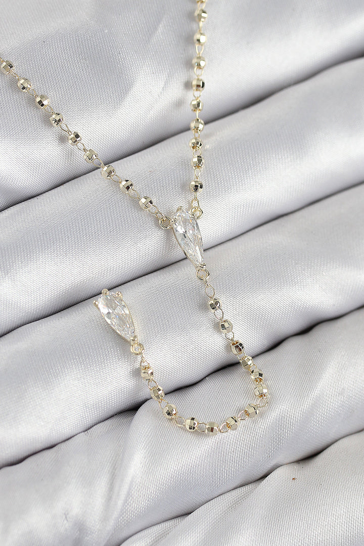 EBJ Rice Zircon Stone Gold Color Women's Y Necklace - Pico Rivera