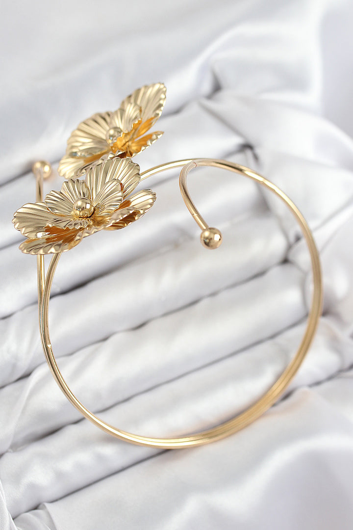 EBJ Rice Flower Pattern Gold Color Women's Arm Bracelet - Richmond