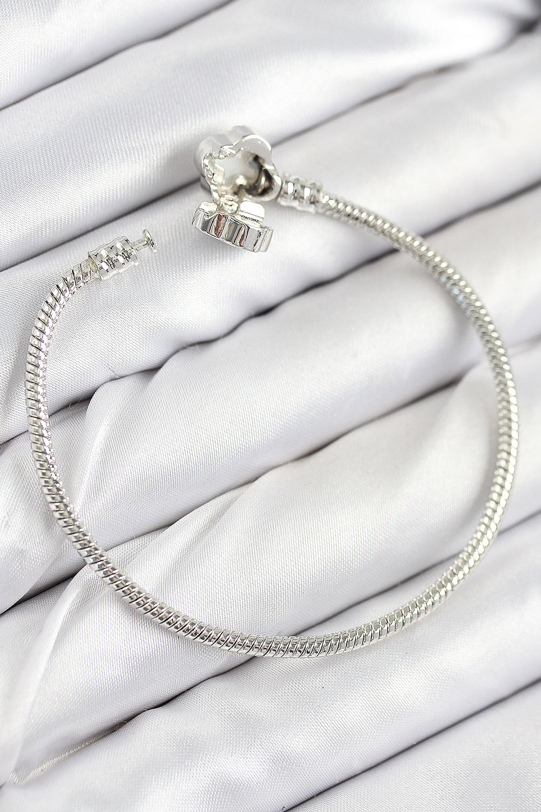 EBJ Rice Charm Clover Model Silver Color Women's Bracelet with Zircon Stone - Sesto San Giovanni