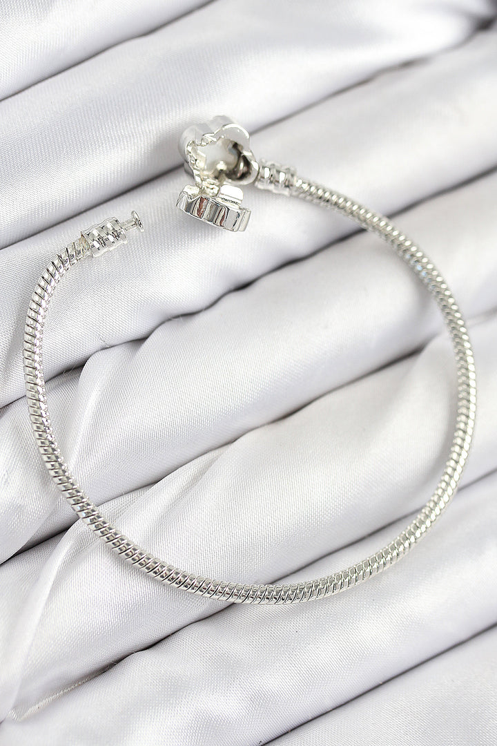 EBJ Rice Charm Clover Model Silver Color Women's Bracelet with Zircon Stone - Sesto San Giovanni