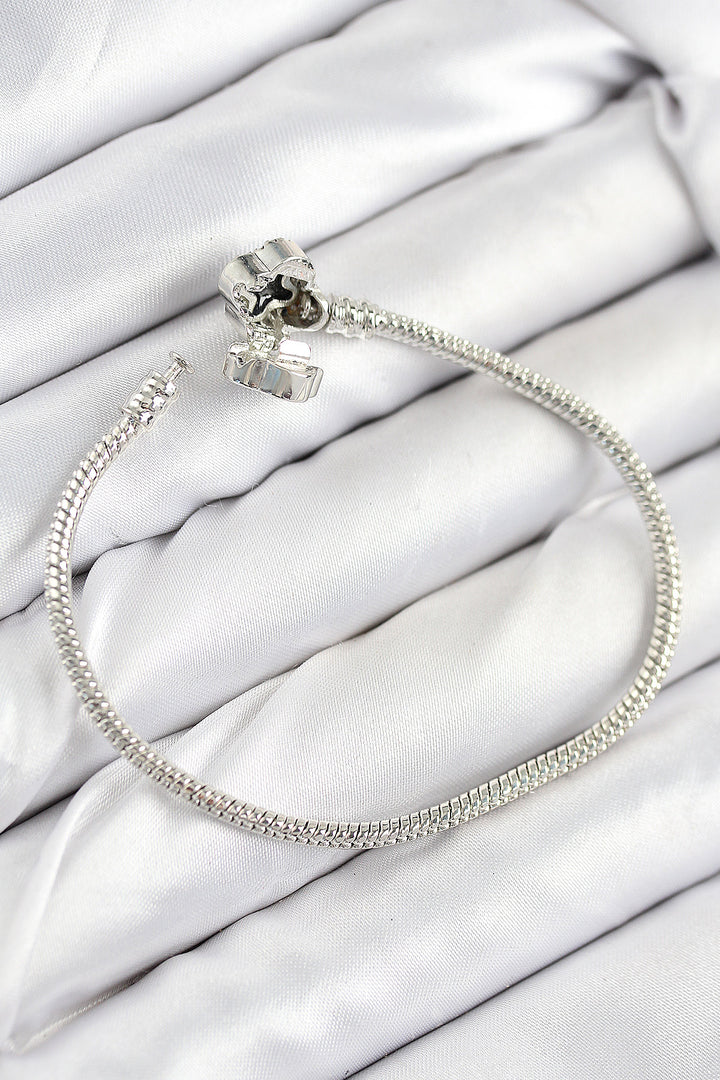 EBJ Rice Charm Clover Model Silver Color Women's Bracelet with Zircon Stone - Le Cannet