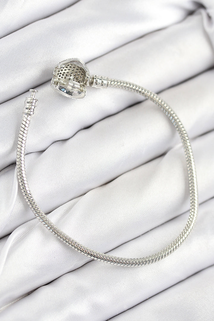 EBJ Rice Charm Bracelet with Zircon Stone Heart Model Silver Color for Women - Edinburgh