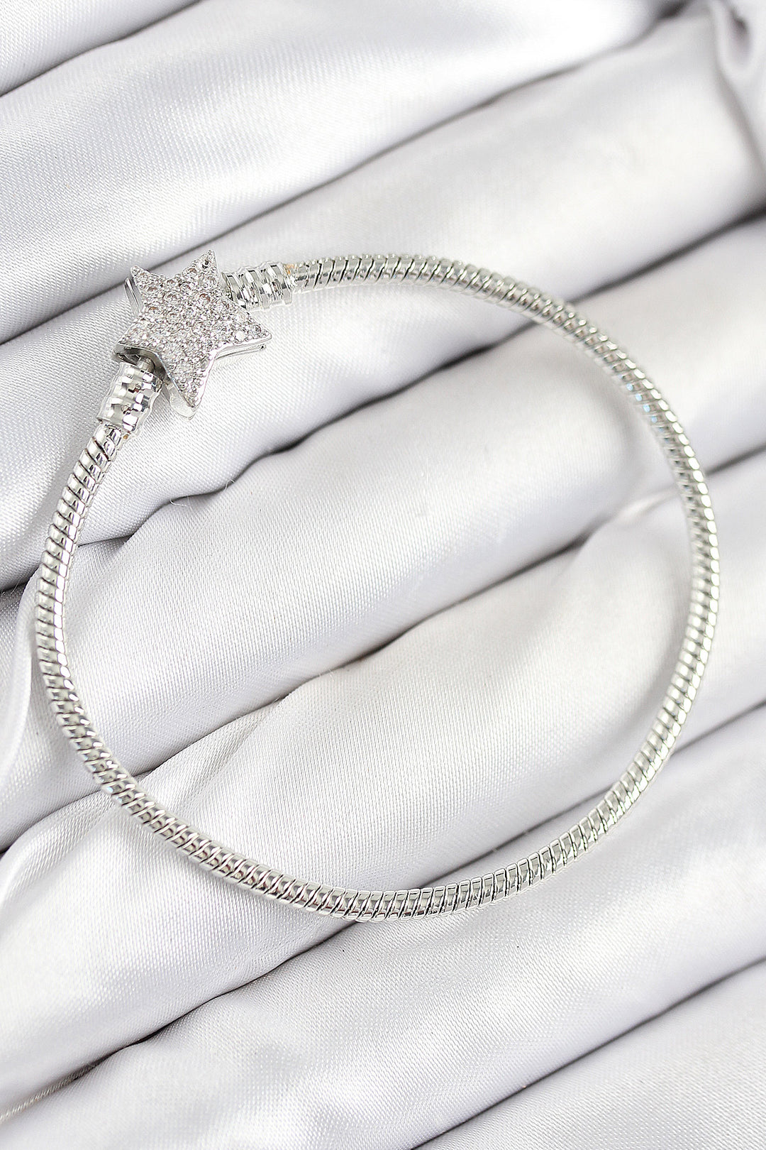 EBJ Rice Charm Star Model Silver Color Women's Bracelet with Zircon Stone - Mesquite