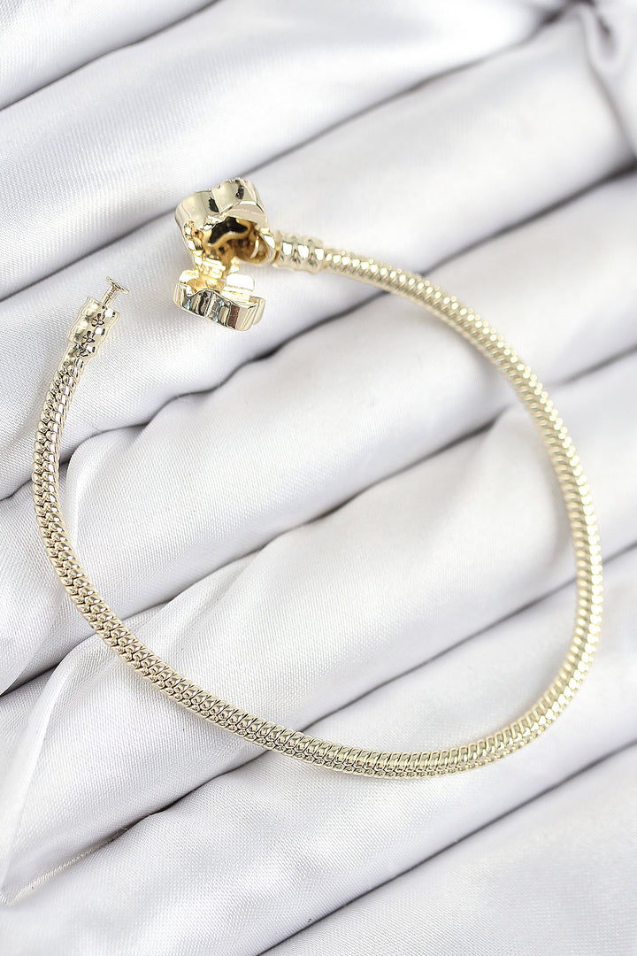 EBJ Rice Charm Clover Model Gold Color Women's Bracelet with Zircon Stone - Shreveport