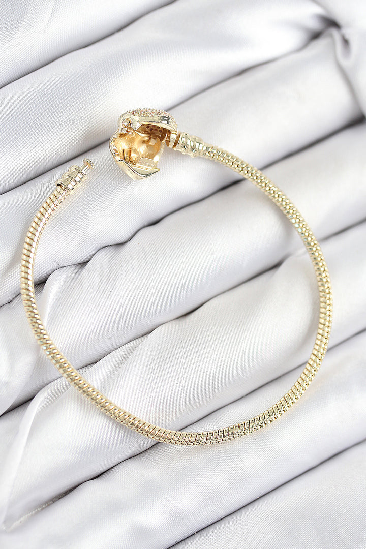 EBJ Rice Charm Bracelet with Zircon Stone Heart Model Gold Color for Women - Tucker