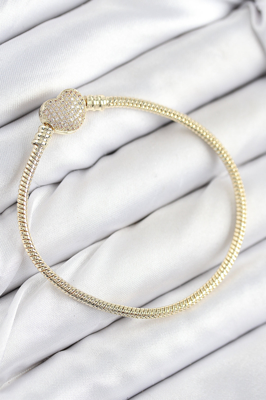 EBJ Rice Charm Bracelet with Zircon Stone Heart Model Gold Color for Women - Tucker