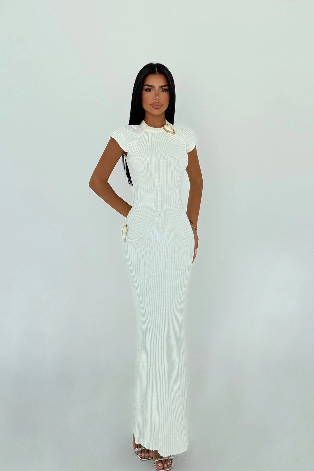 EYY Women White Knit Maxi Dress - Bremen