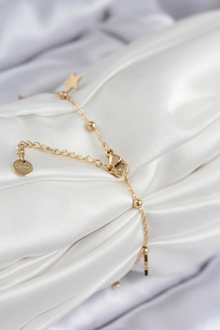 EBJ 316L Çelik Sıralı Yonca Model Gold Renk Kadın Bileklik - Palaiseau