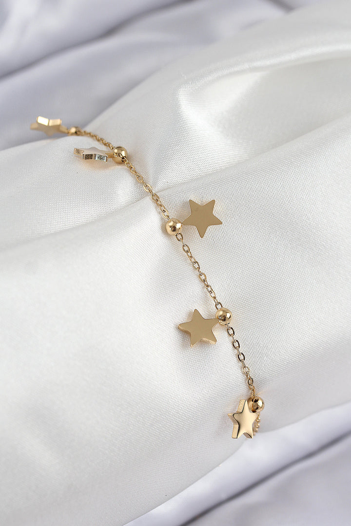 EBJ 316L Stainless Steel Sequential Star Model Gold Color Women's Bracelet - García