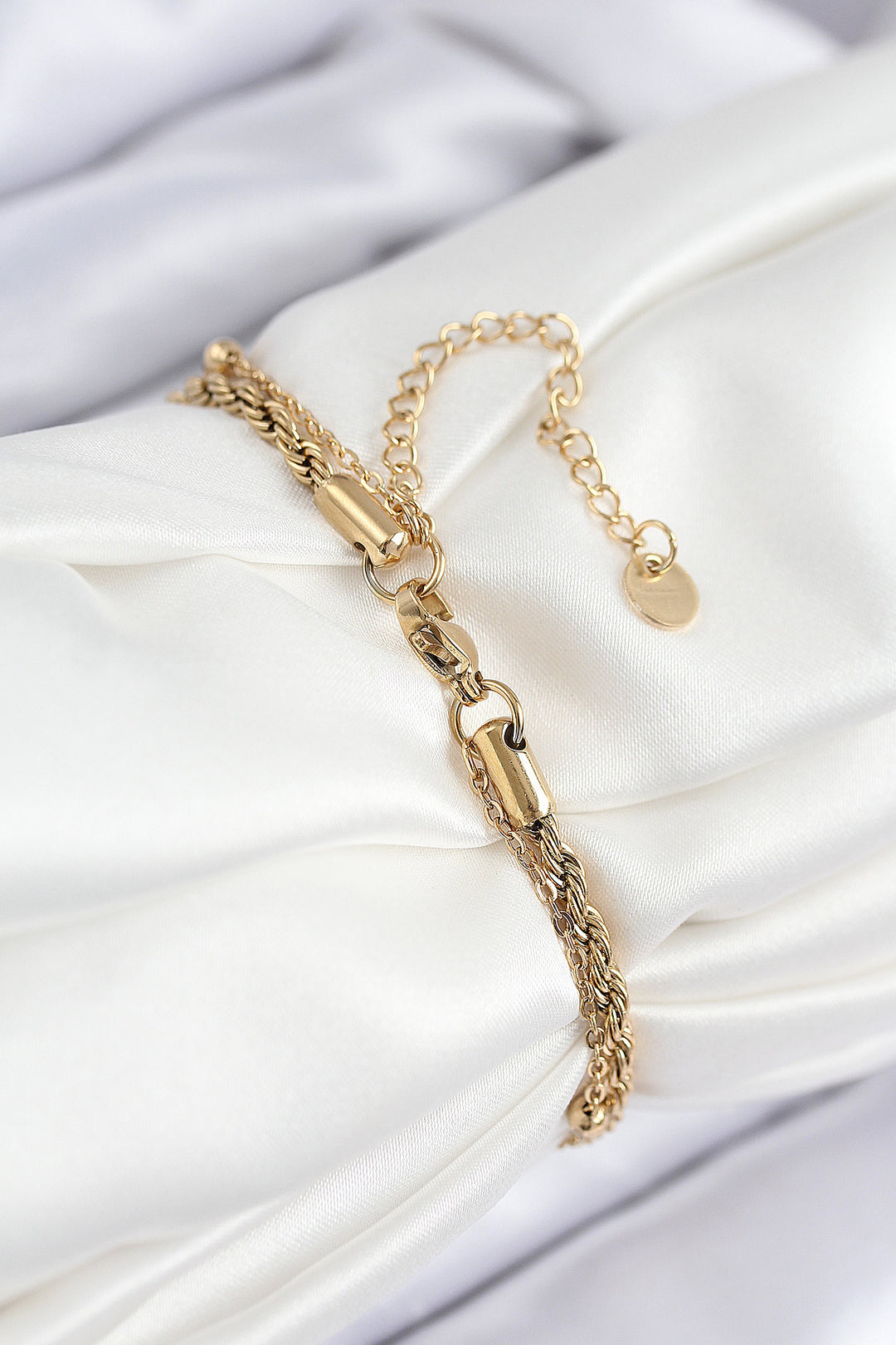 EBJ 316L Steel Evil Eye Bead Model Twisted Chain Gold Color Women's Bracelet - Media