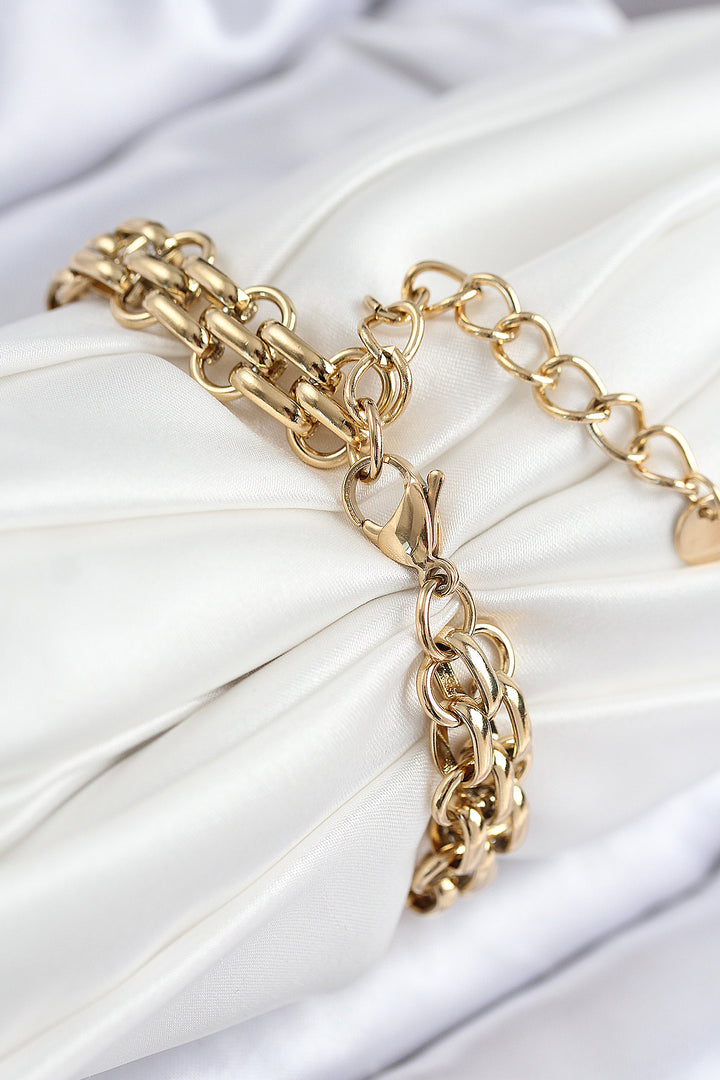 EBJ 316L Steel Woven Chain Model Gold Color Women's Bracelet - Fargo