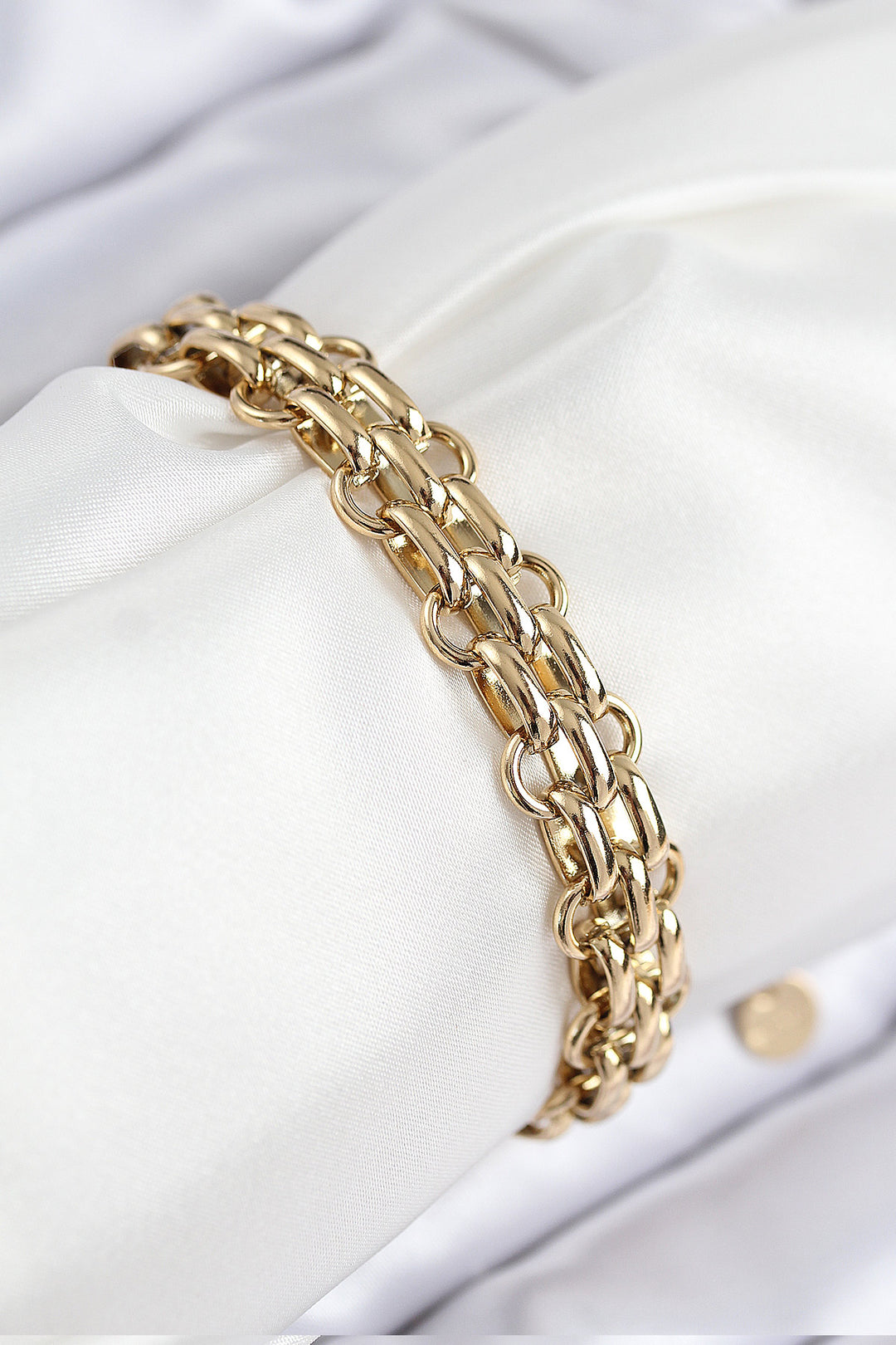 EBJ 316L Steel Woven Chain Model Gold Color Women's Bracelet - Fargo