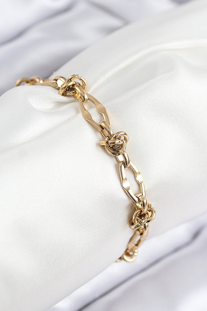 EBJ 316L Çelik Parçalı Zincir Model Gold Renk Kadın Bileklik - Veghel