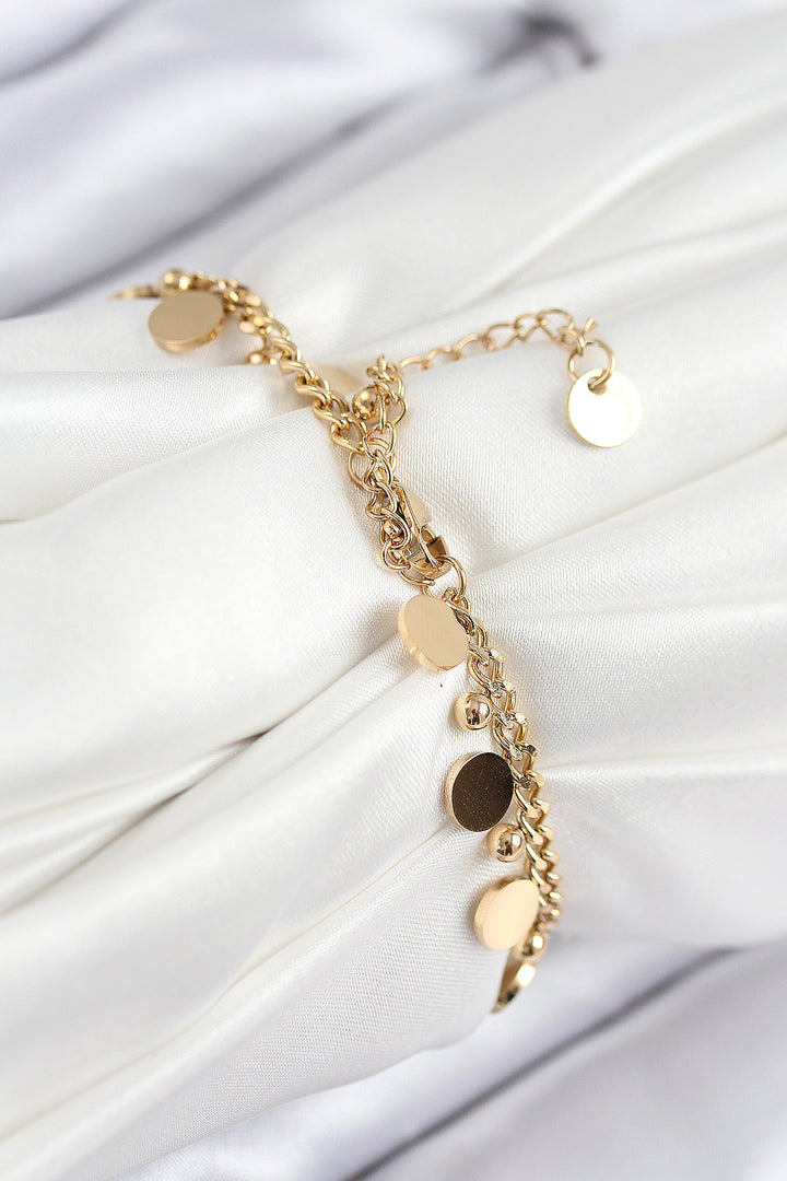 EBJ 316L Steel Sequined Plate Model Gold Color Women's Bracelet - Clondalkin