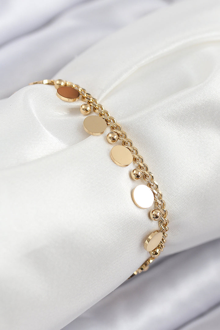 EBJ 316L Steel Sequined Plate Model Gold Color Women's Bracelet - Clondalkin