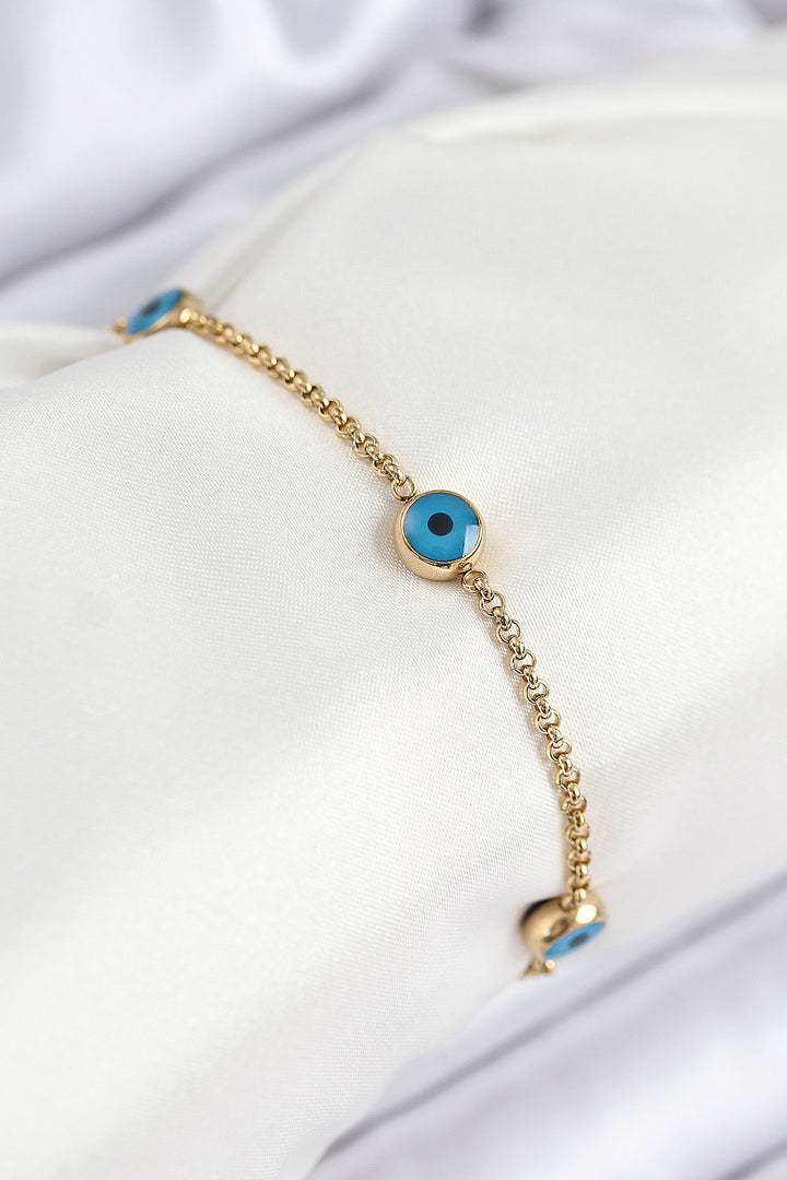 EBJ 316L Çelik Nazar Boncuğu Model Gold Renk Kadın Bileklik - Cernusco sul Naviglio