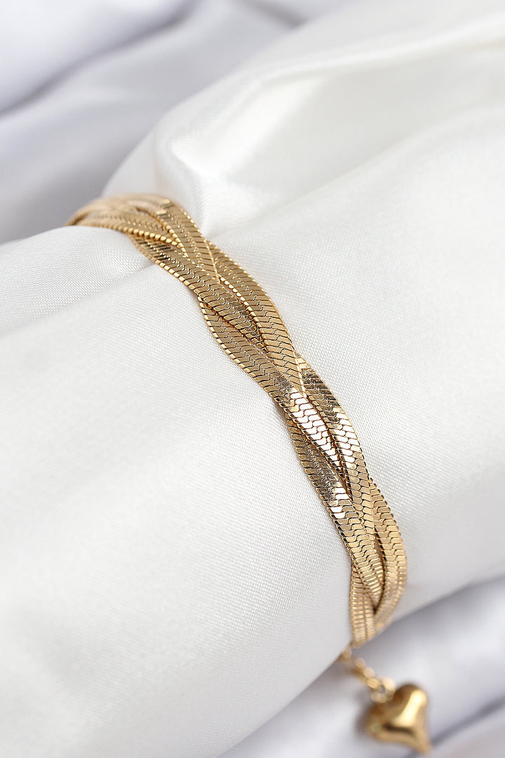 EBJ 316L Çelik Örgü İtalyan Zincir Model Gold Renk Kadın Bileklik - Bridgewater