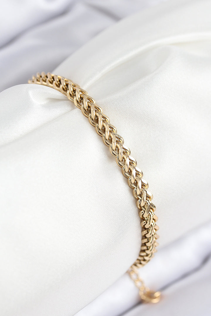 EBJ 316L Çelik Örgü Zincir Model Gold Renk Kadın Bileklik - Erith