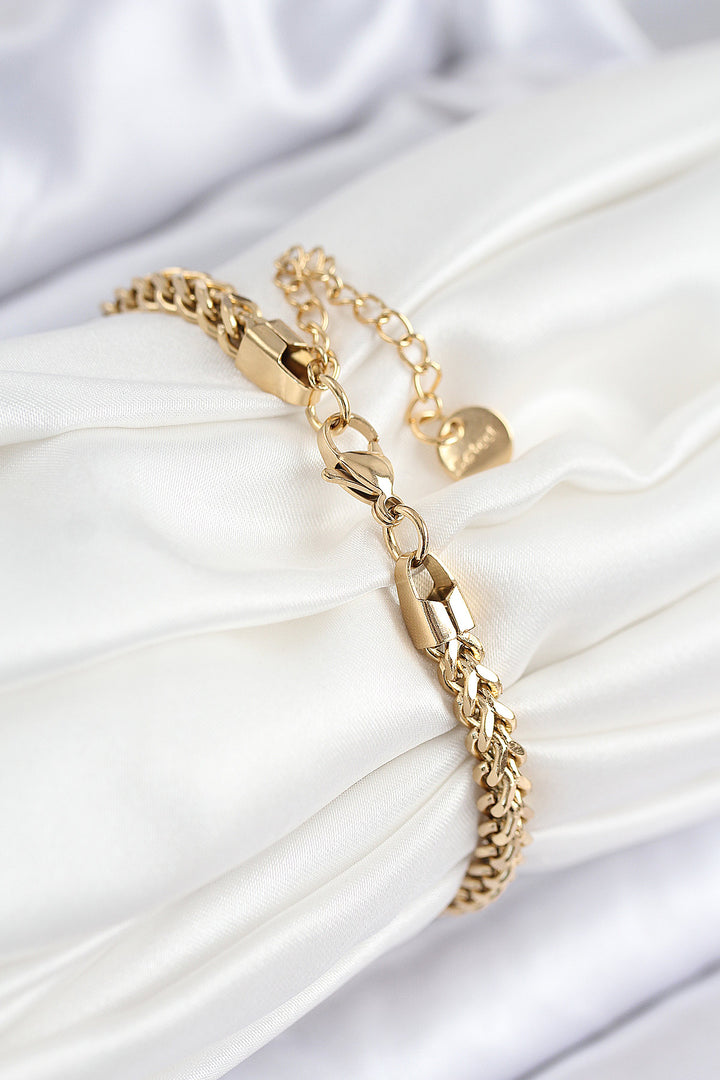 EBJ 316L Çelik Örgü Zincir Model Gold Renk Kadın Bileklik - Erith