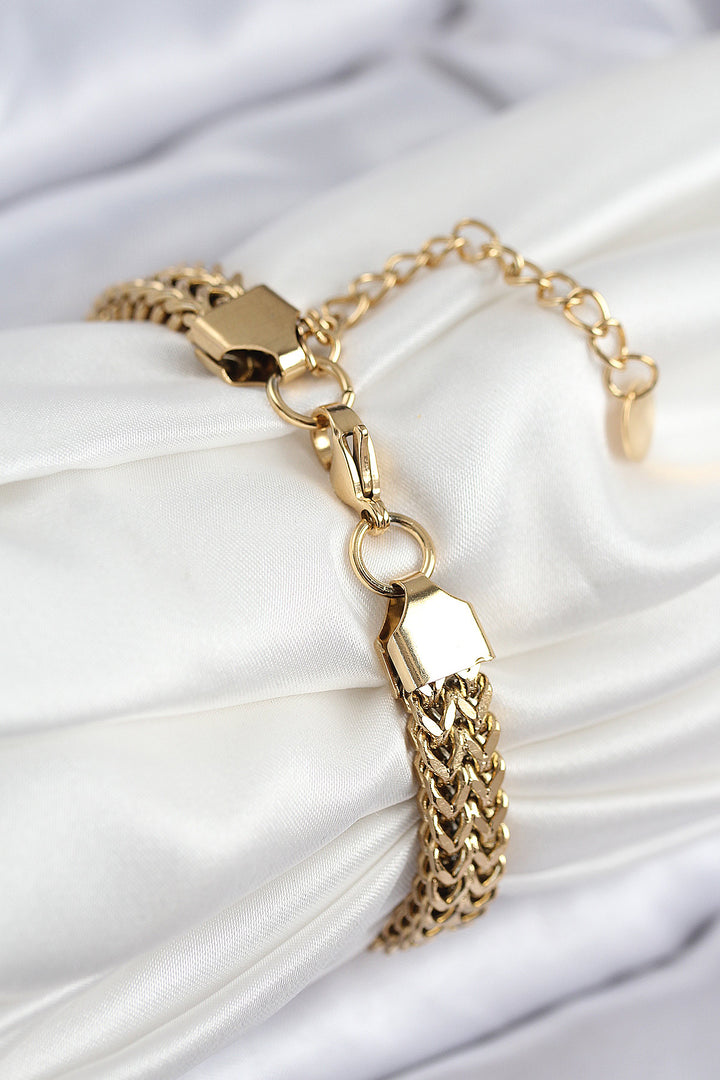 EBJ 316L Steel Woven Chain Model Gold Color Women's Bracelet - Reynoldsburg