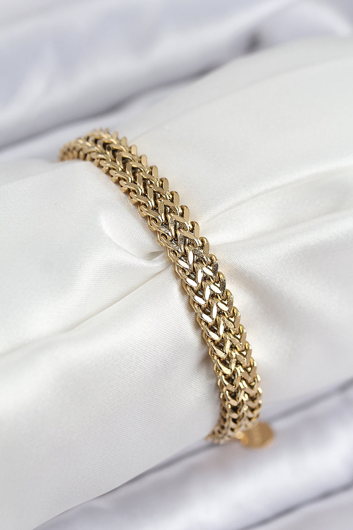 EBJ 316L Steel Woven Chain Model Gold Color Women's Bracelet - Reynoldsburg