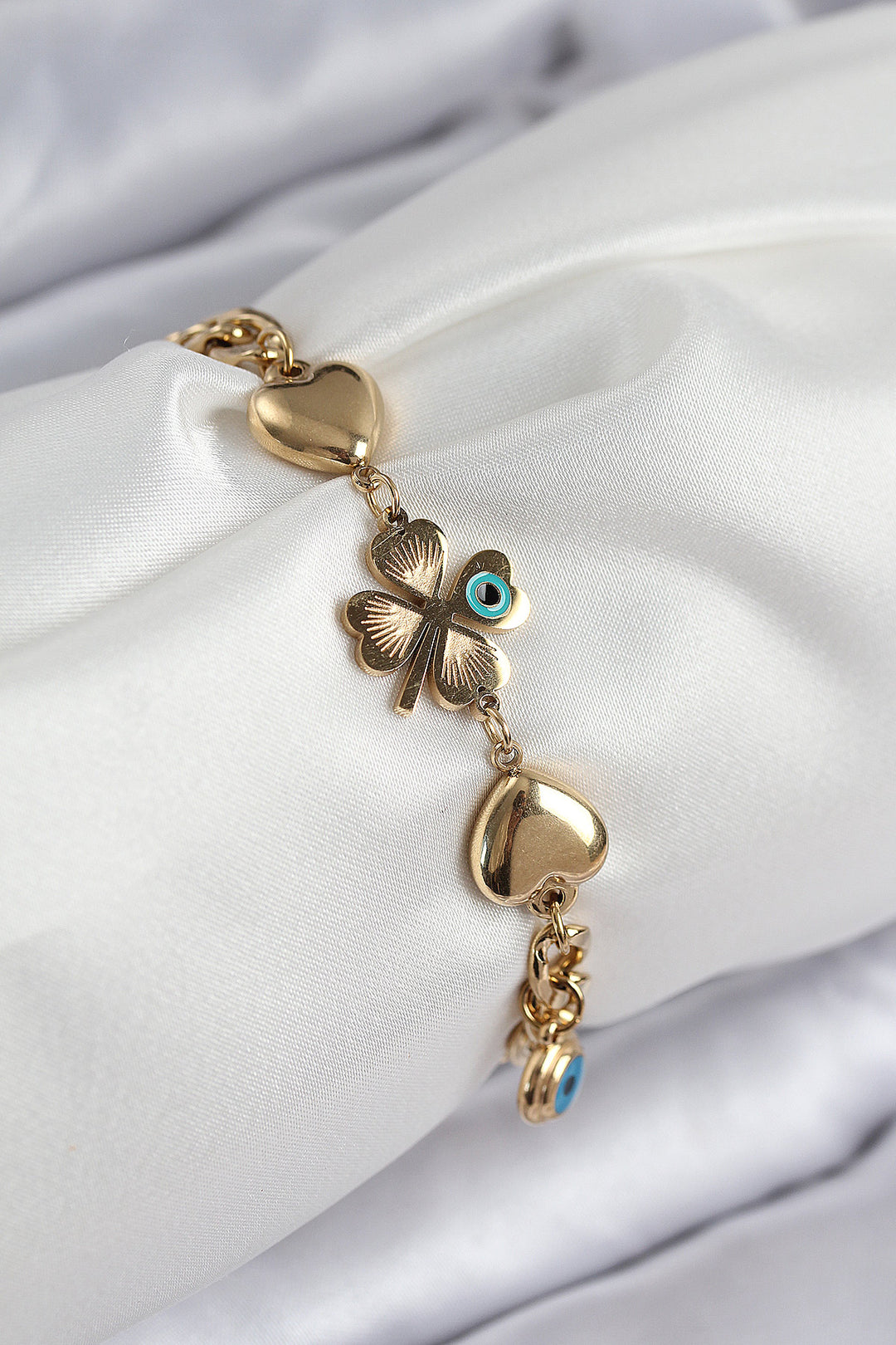 EBJ 316L Steel Evil Eye Clover Model Gold Color Women's Bracelet - Chioggia