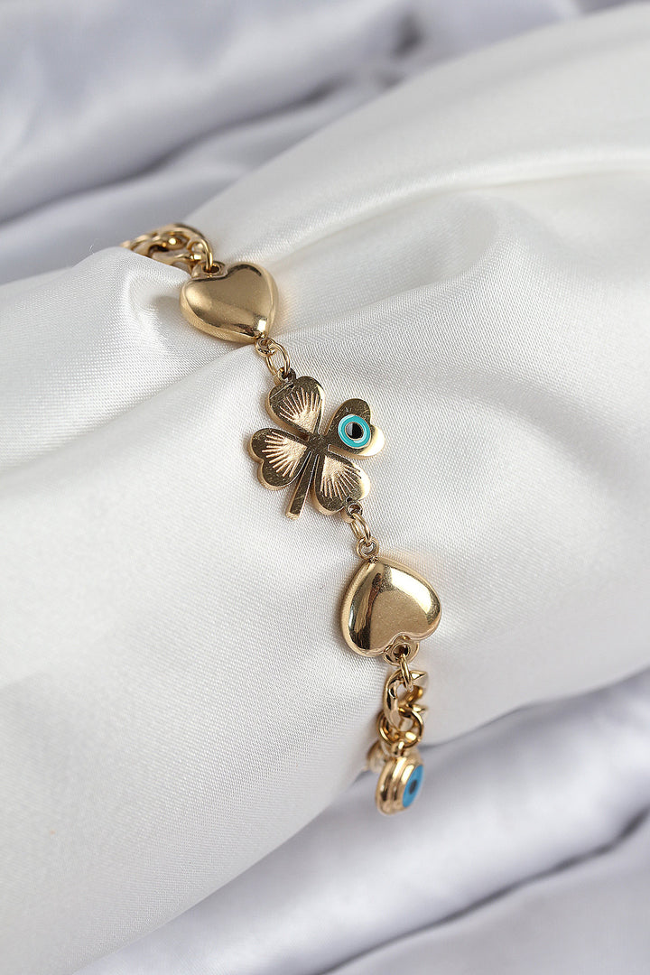 EBJ 316L Steel Evil Eye Clover Model Gold Color Women's Bracelet - Chioggia