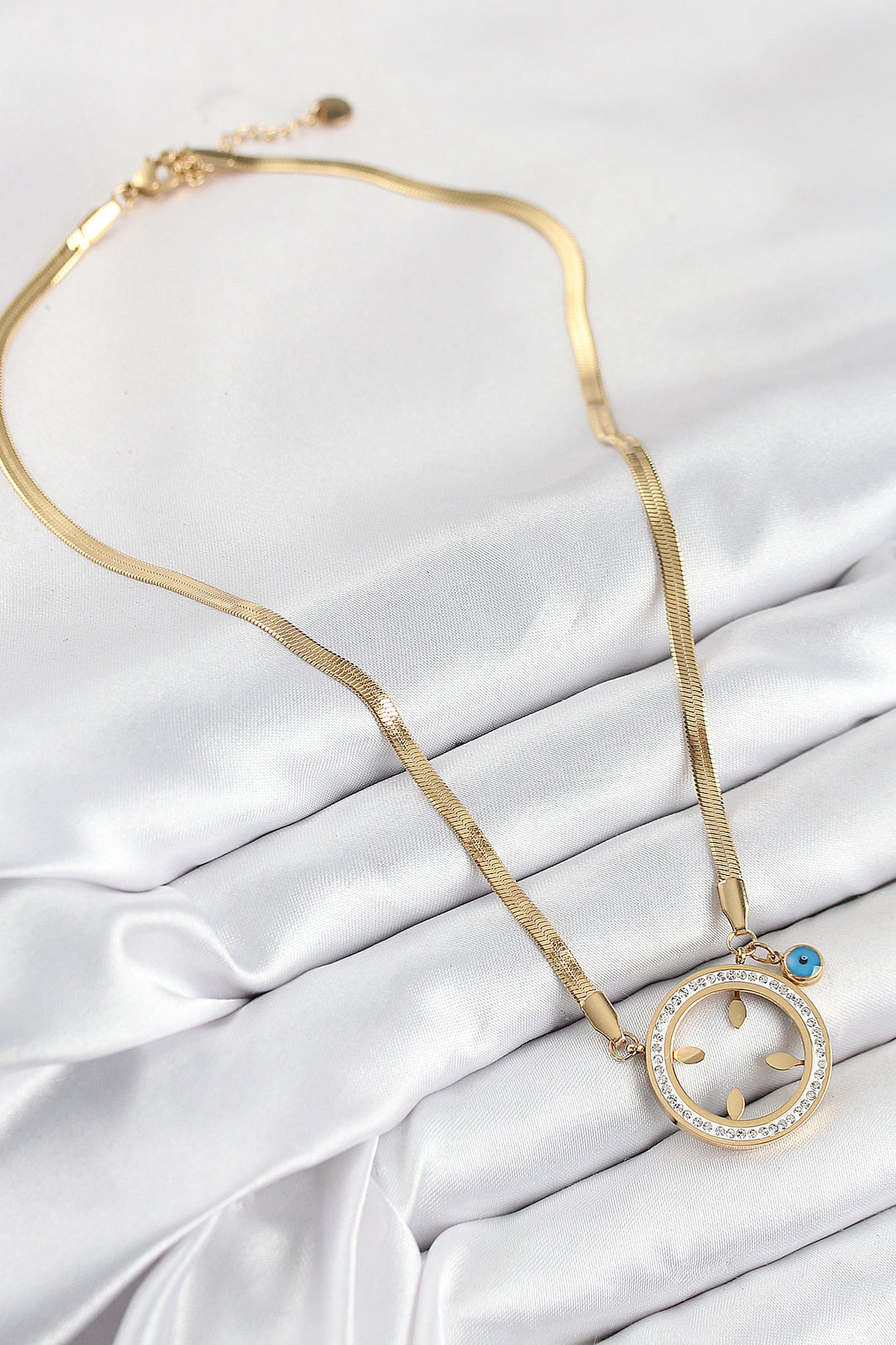 EBJ 316L Stainless Steel Zircon Stone Quarter Removable Gold Color Women's Necklace - Moita