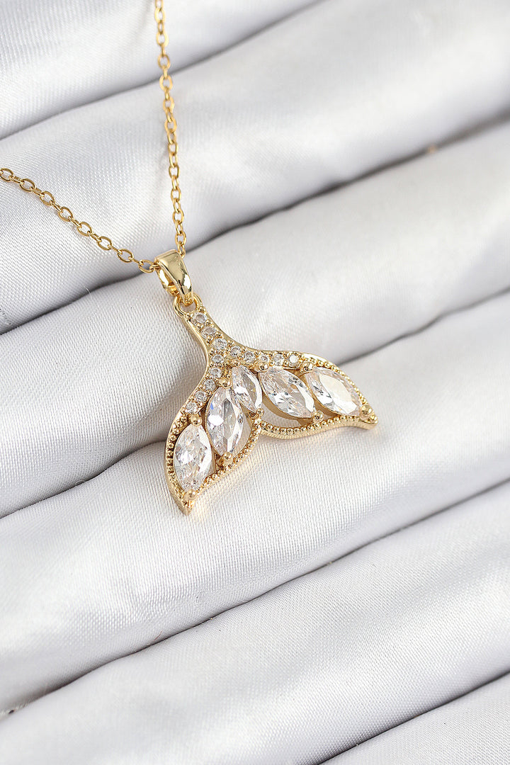EBJ 316L Stainless Steel Fish Tail Model Necklace with Zircon Stone in Gold Color for Women - Almada
