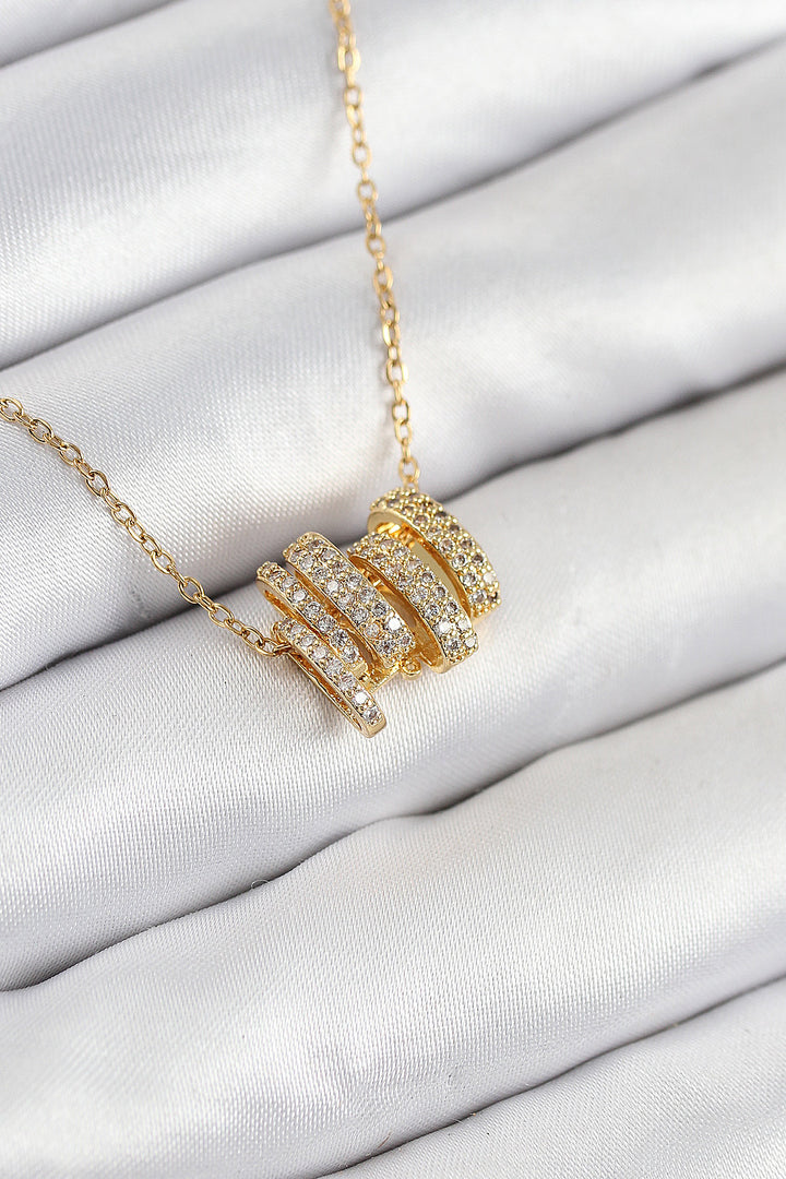 EBJ 316L Stainless Steel Spiral Model Necklace with Zircon Stone in Gold Color for Women - Burlington