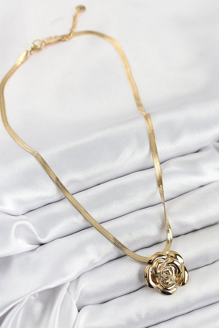 EBJ 316L Steel Rose Figured Italian Chain Model Gold Color Women's Necklace - Gießen