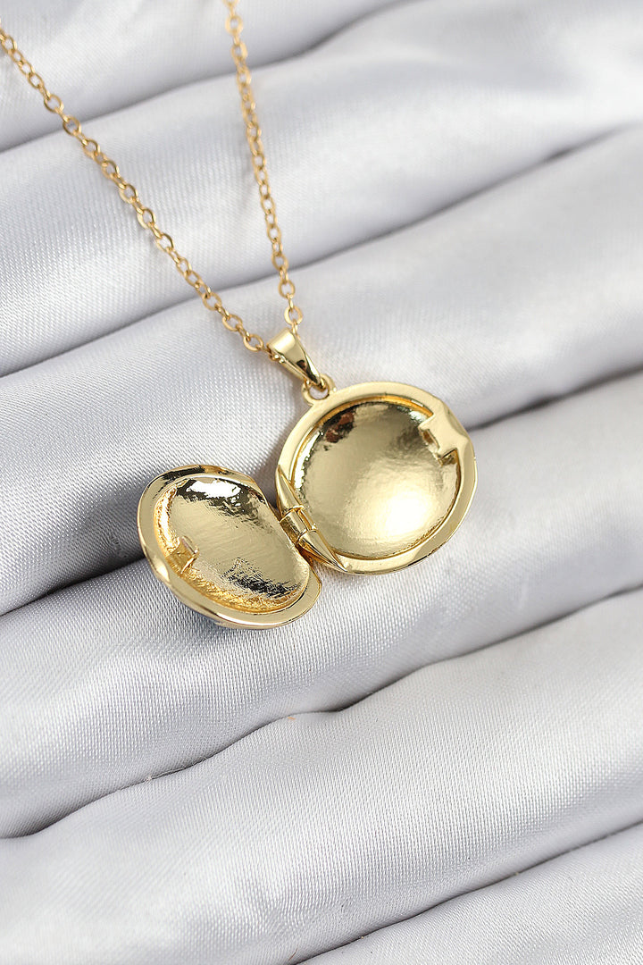 EBJ 316L Stainless Steel Sea Model Gold Color Women's Necklace with Openable Lid - Snizhne