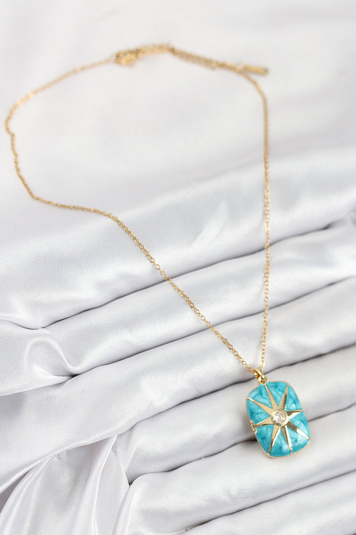 EBJ 316L Çelik Zirkon Taşlı Açılabilr Kapaklı Kutup Yıldzı Model Gold Renk Kadın Kolye - Alytus