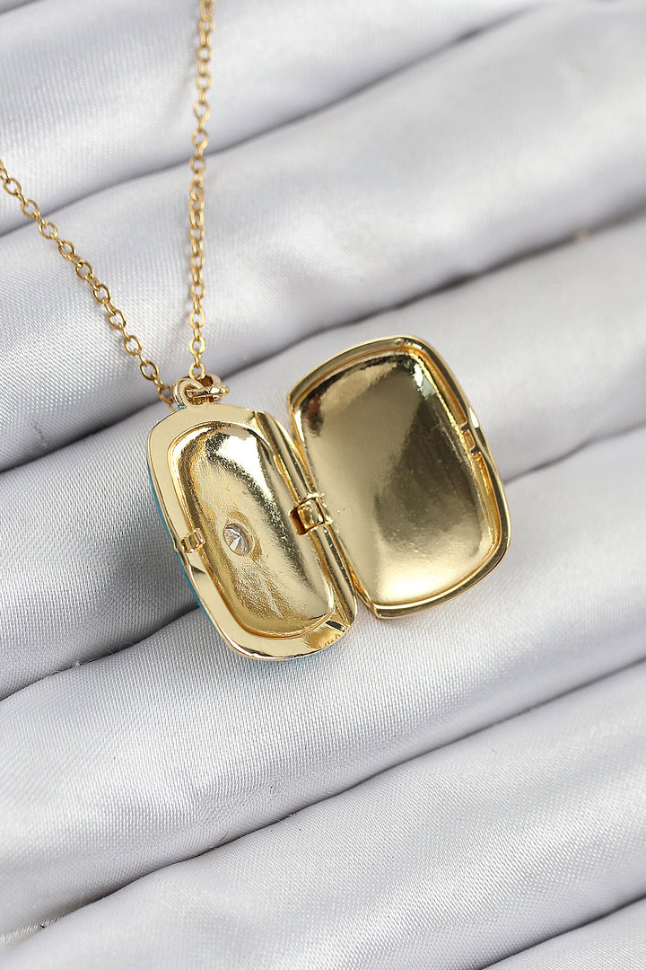 EBJ 316L Çelik Zirkon Taşlı Açılabilr Kapaklı Kutup Yıldzı Model Gold Renk Kadın Kolye - Alytus