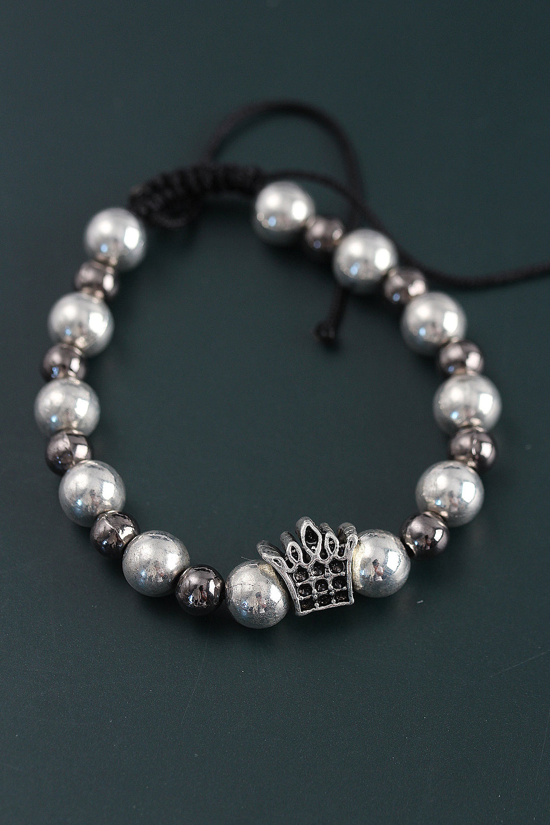 EBJ Natural Stone Crown King Model Silver and Smoke Color Elevator Men's Bracelet - Spruce Grove
