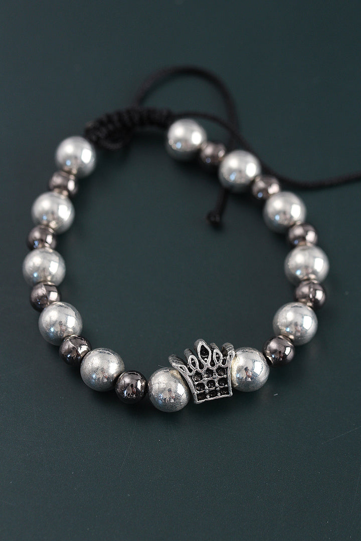 EBJ Natural Stone Crown King Model Silver and Smoke Color Elevator Men's Bracelet - Spruce Grove