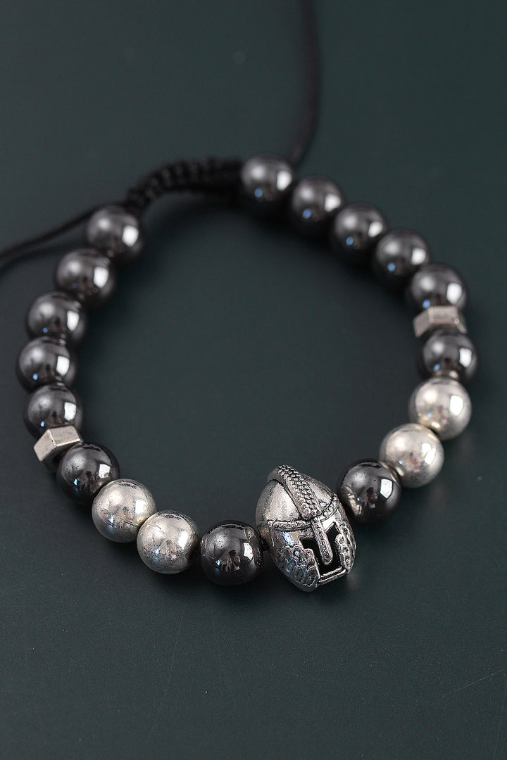 EBJ Natural Stone Gladiator Model Silver and Smoke Color Elevator Men's Bracelet - Drohobych