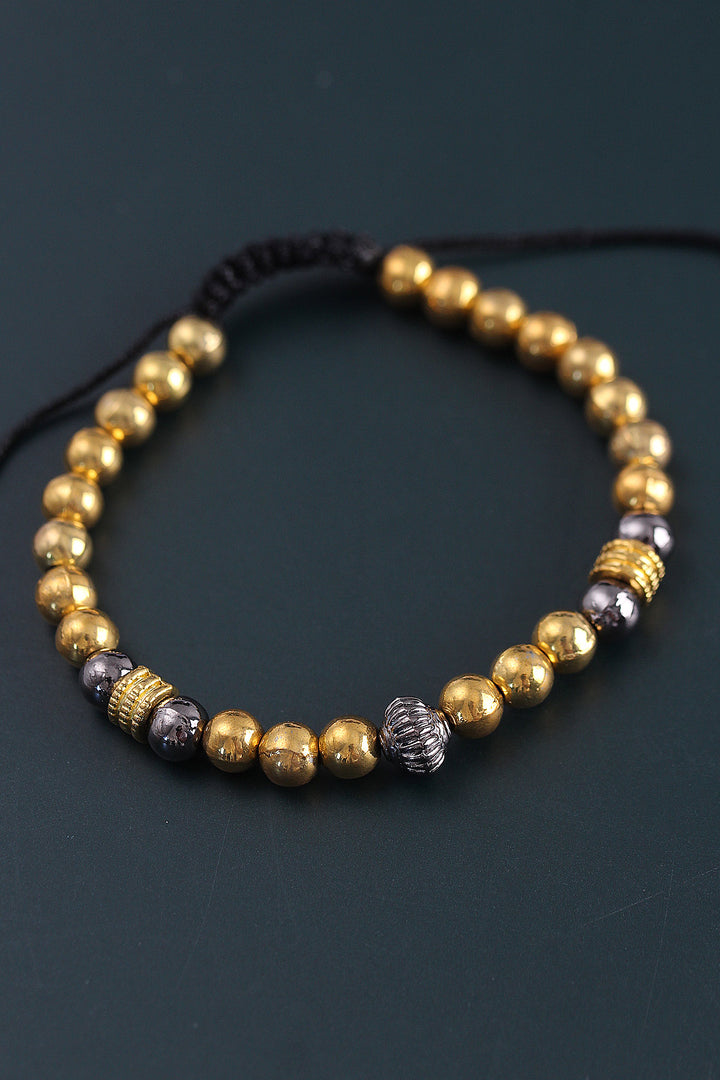 EBJ Natural Stone Circle Model Gold and Smoke Color Elevator Men's Bracelet - Passau