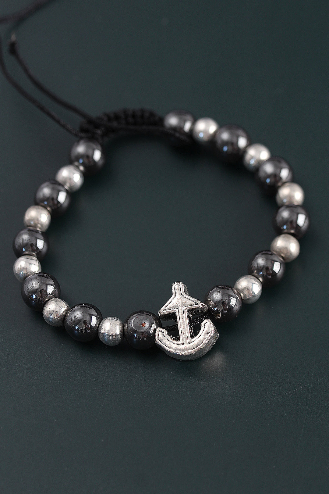 EBJ Natural Stone Anchor Model Silver and Smoke Color Elevator Men's Bracelet - Wake Forest